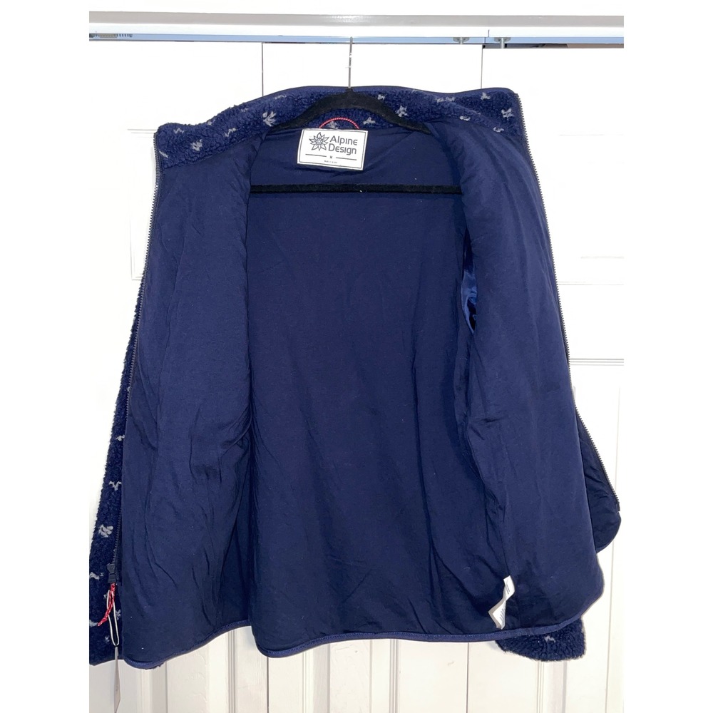 Alpine Design Mens Mad Sherpa FZ Fleece Print Jacket Navy Birds Eye ADM24601P M - Picture 8 of 8